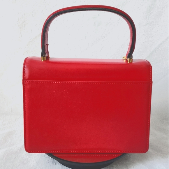 Auth Gianni Versace Sunburst Red Leather Bag - Picture 2 of 9